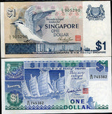 Singapore SET 2 PCS 1 Dollar ND 1976 1978 P 9 18 UNC