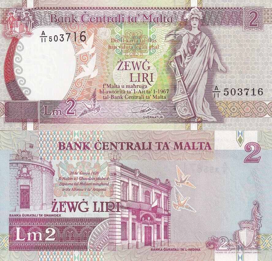 Malta 2 Liri L.1967 (1994) P 45 a UNC