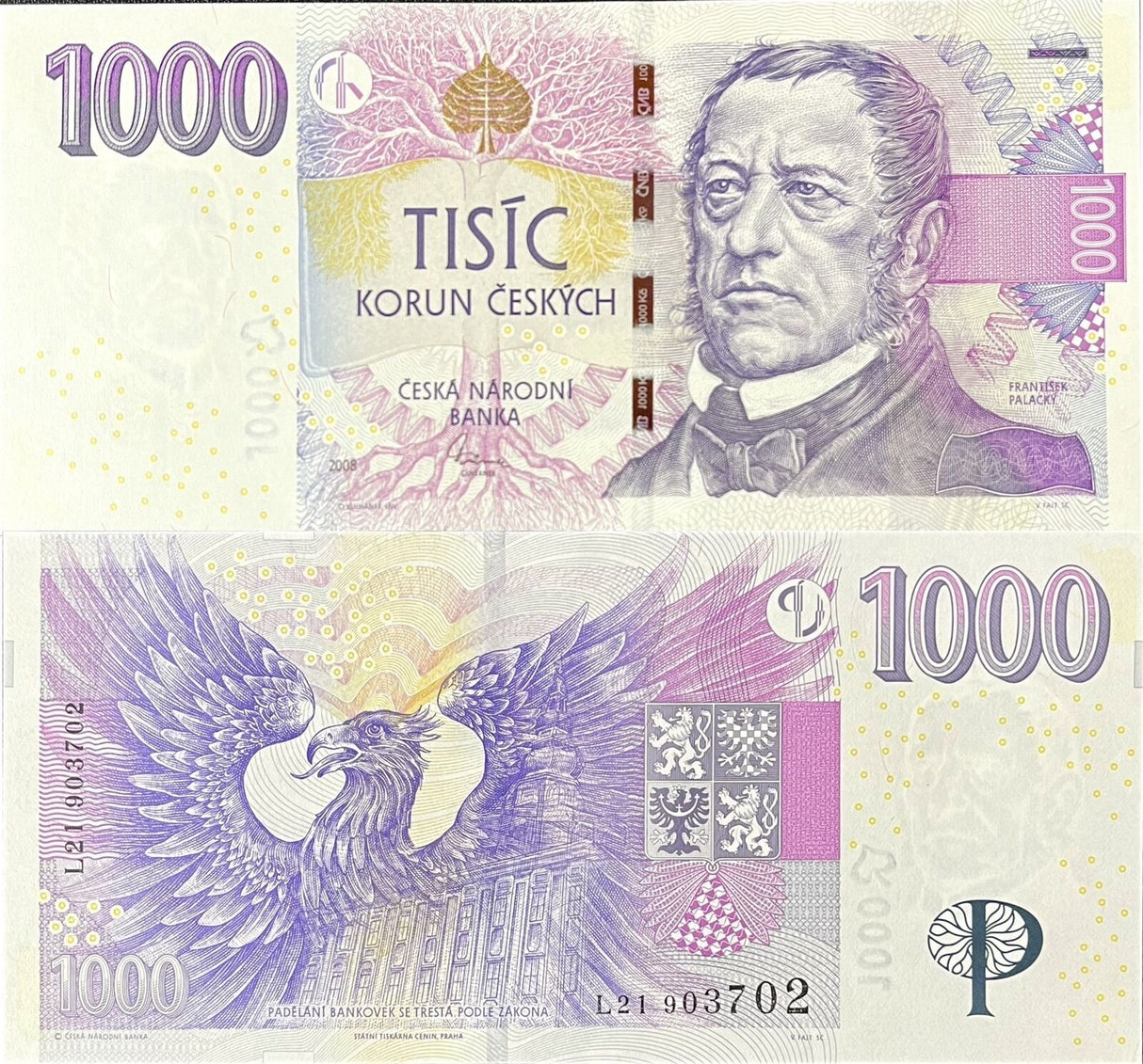 Czech Republic 1000 Korun 2008 P 25 c Series L UNC