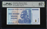 Zimbabwe 100 Trillion Dollars 2008 P 91 Superb Gem UNC PMG 67 EPQ Misaligned Digit ERROR