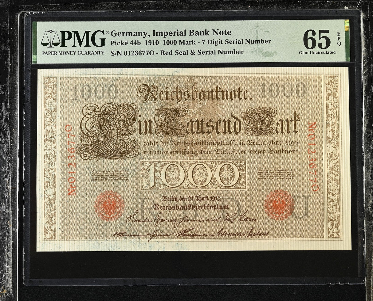 Germany 1000 Mark 1910 P 44 b Gem UNC PMG 65 EPQ