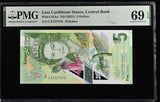 East Caribbean 5 Dollars ND 2021 P 55Aa Polymer Superb Gem UNC PMG 69 EPQ