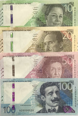 Peru Set 4 Pcs 10 20 50 100 Nuevos Sole 2019/2021 P 196 197 198 199 UNC