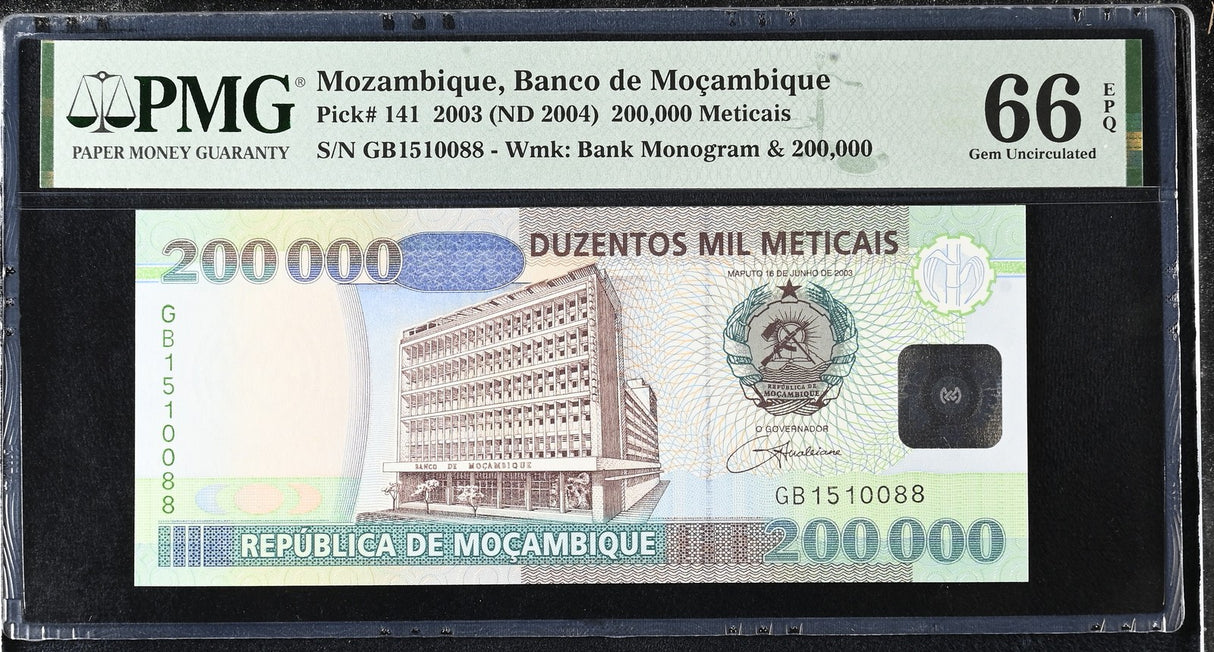 Mozambique 200000 Meticais 2003 ND 2004 P 141 Gem UNC PMG 66 EPQ