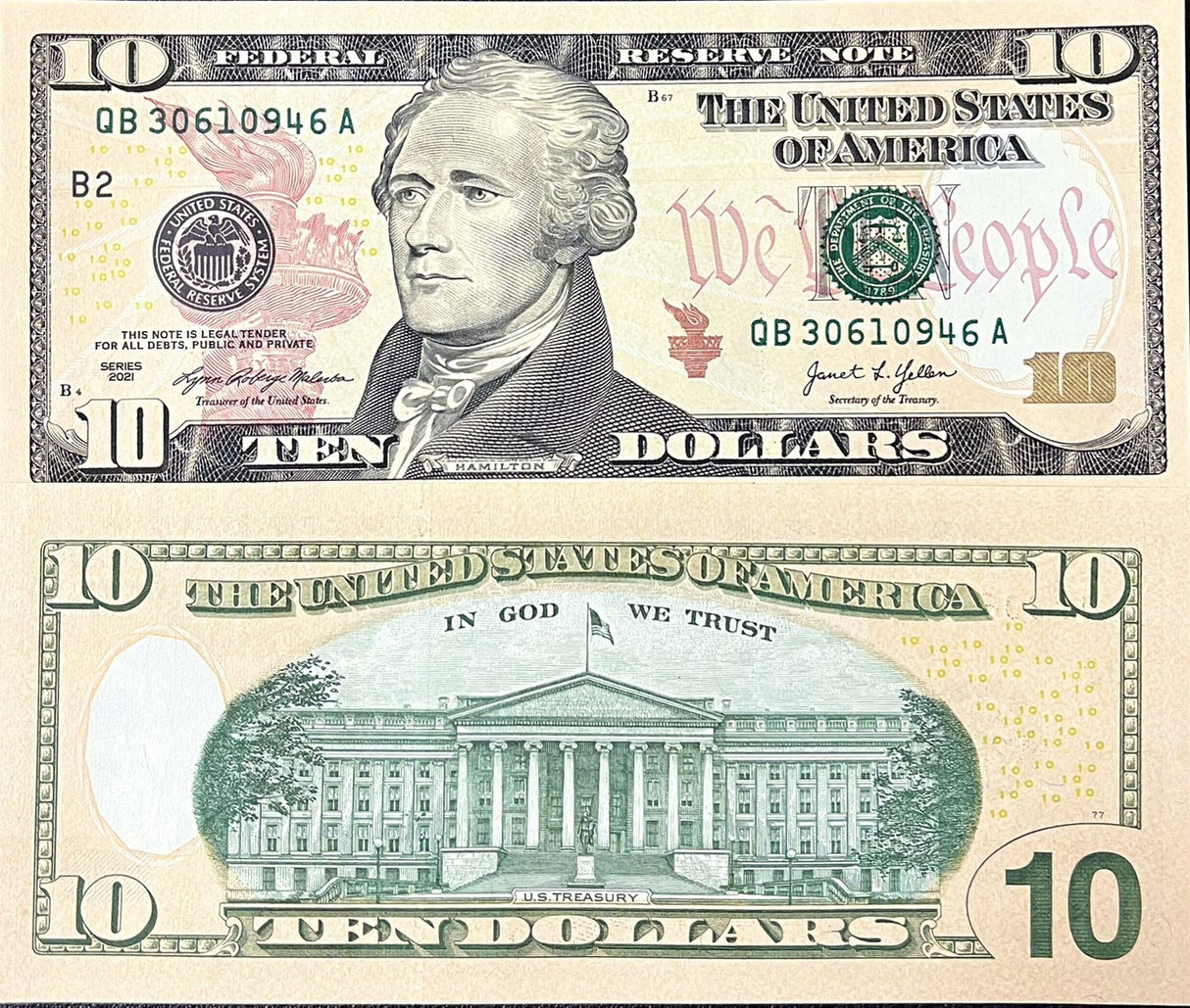 United States 10 Dollars USA 2021 P 552 B New York NY UNC