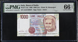 Italy 1000 Lire 1990 P 114 c Gem UNC PMG 66 EPQ