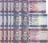 South Sudan Set 3 X LOT 5 = 15 UNC 50 100 1000 Pounds 2019 2024 P 14 15 21