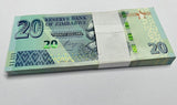 Zimbabwe 20 Dollars 2020 P 104 UNC LOT 100 PCS 1 BUNDLE