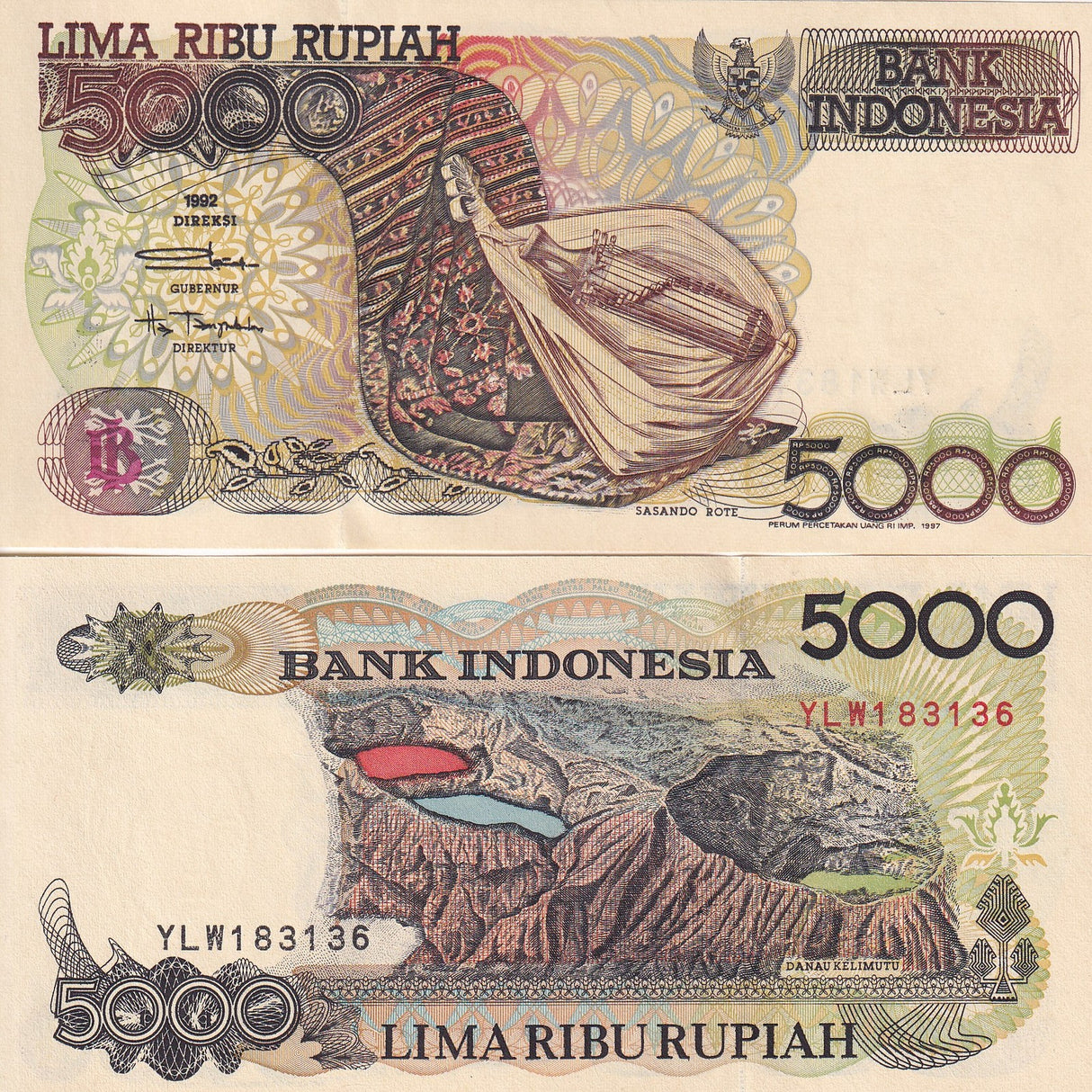 Indonesia 5000 Rupiah 1992 / 1997 P 130 AUnc