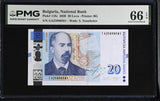 Bulgaria 20 Leva 2020 P 118 c Gem UNC PMG 66 EPQ , WTM Stambolov
