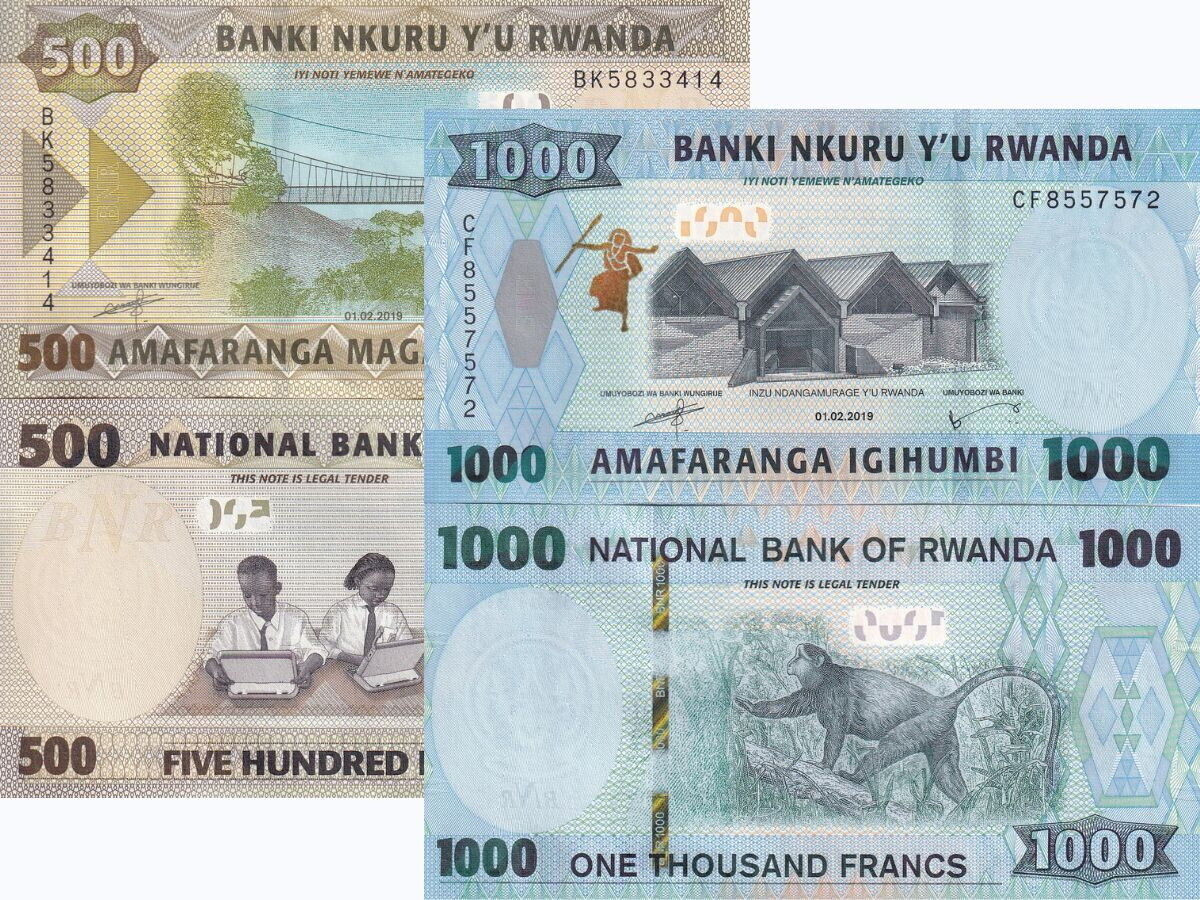 Rwanda Set 2 UNC 500 1000 Francs 2019 P 39 P 42 UNC