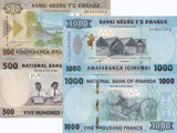 Rwanda Set 2 UNC 500 1000 Francs 2019 P 39 P 42 UNC