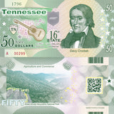 UNITED STATE USA. 50 Dollars 2015 POLYMER 16th STATE TENNESSEE Private issued