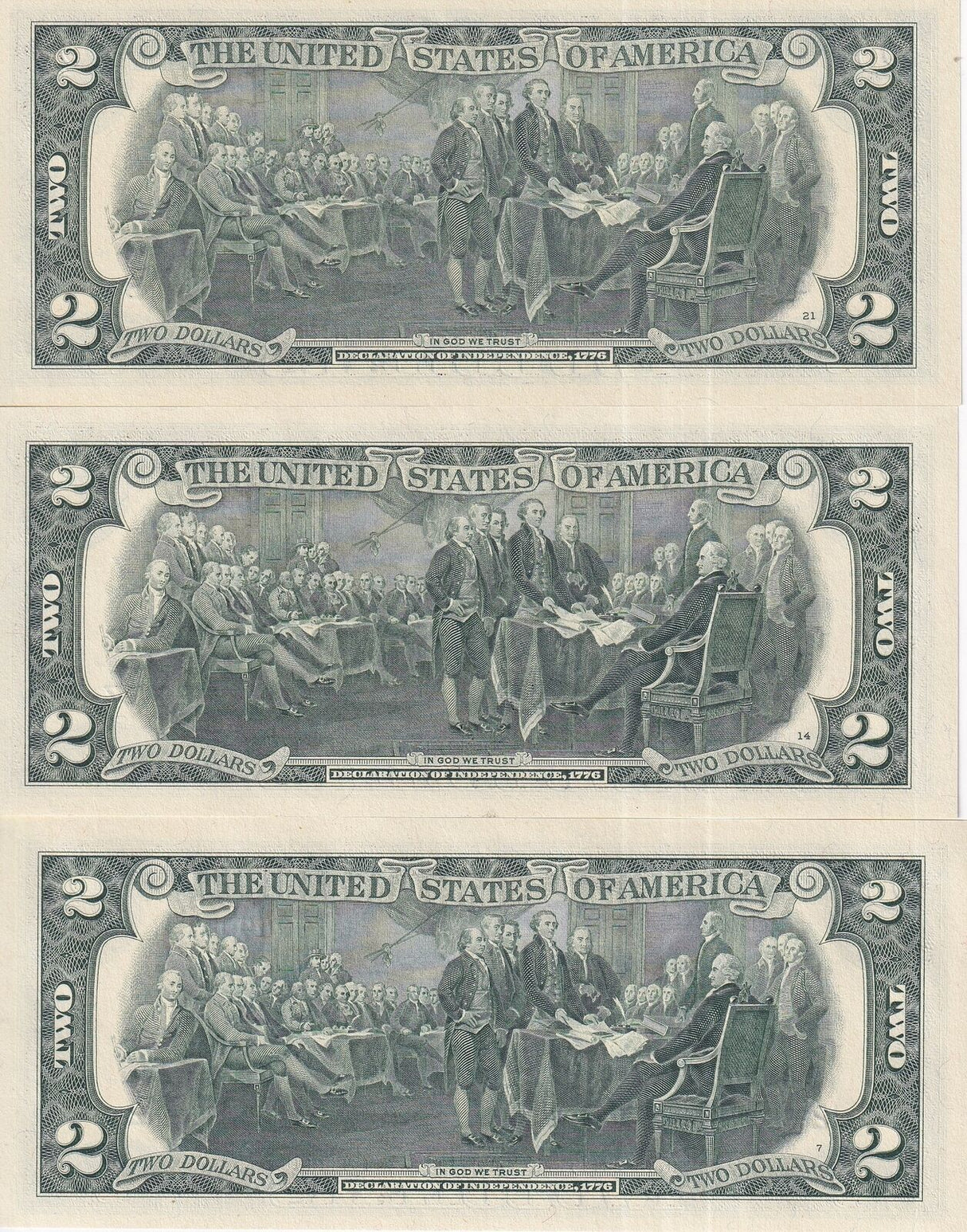 United States Set 3 Pcs 2 Dollars Mixed State Random Years P 545 UNC