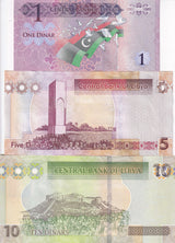 Libya Set 3 Pcs 1 5 10 Dinars ND 2011 - 2013 P 76 77 78A UNC
