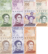 Venezuela Set 7 UNC 5 10 20 50 100 200 500 Digitales 2021-2023 P 115-121 FullSet
