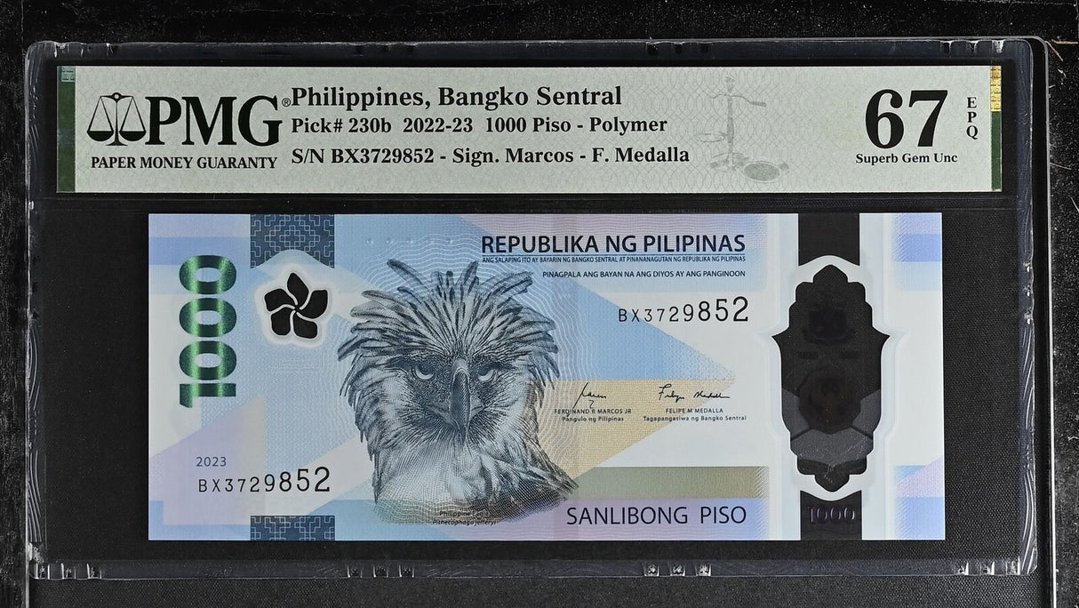 Philippines 1000 Piso 2023 P 230 b Superb Gem UNC PMG 67 EPQ