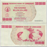 Zimbabwe 500 Million Dollars 2008 P 60 AUnc ,Tigerfish, Kariba dam