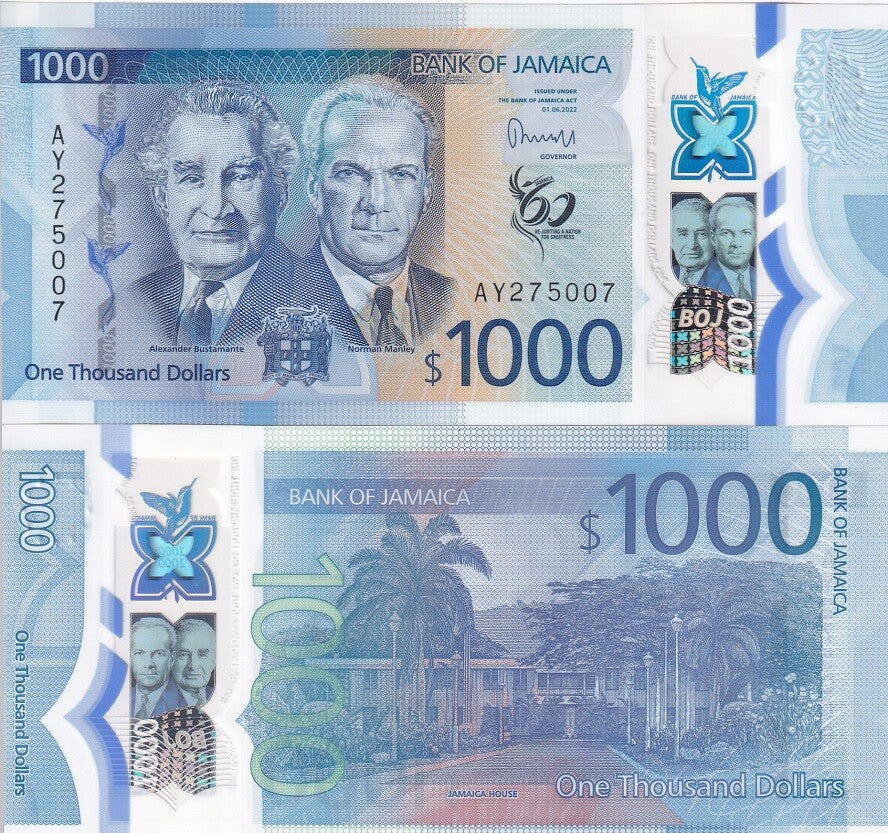 Jamaica 1000 Dollars 2022/2023 P 99 NEW Polymer UNC