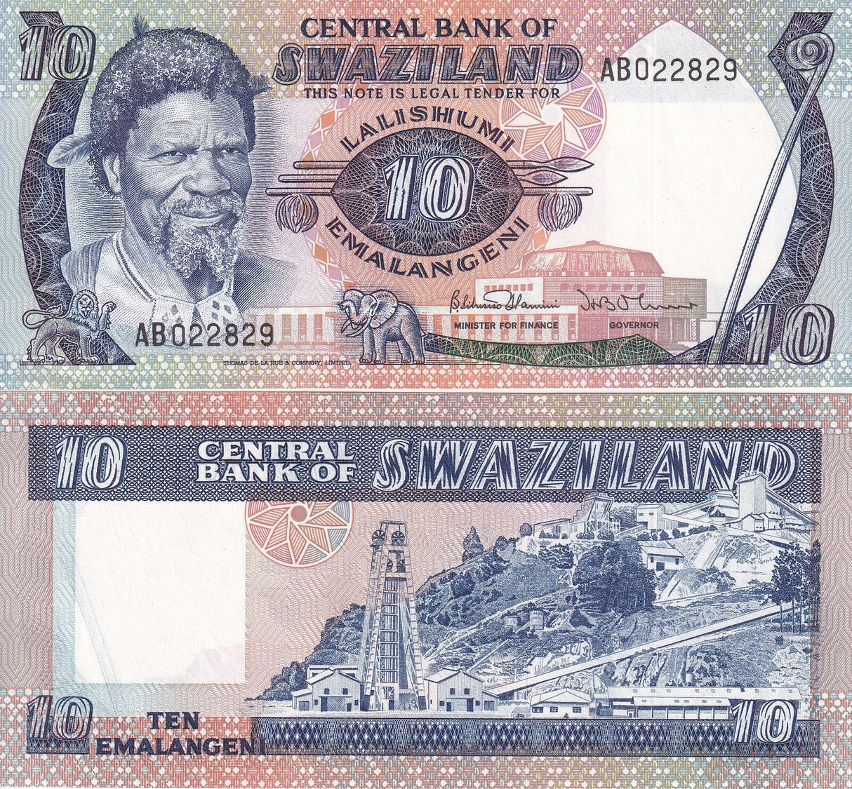 Swaziland 10 Emalangeni 1985 P 10 c UNC