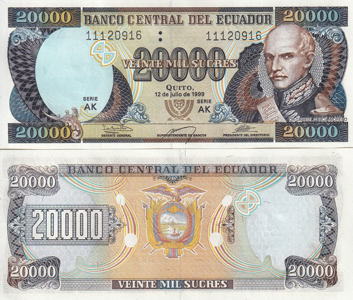 Ecuador 20000 Sucres 1999 P 129 UNC