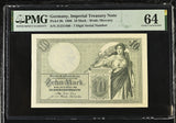 Germany 10 Mark Imperial Treasury 1906 P 9 b Choice UNC PMG 64