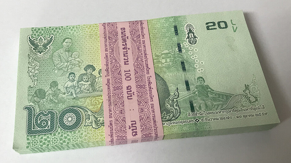 Thailand 20 Baht ND 2017 P 130 Commemorative UNC LOT 100 PCS 1 BUNDLE