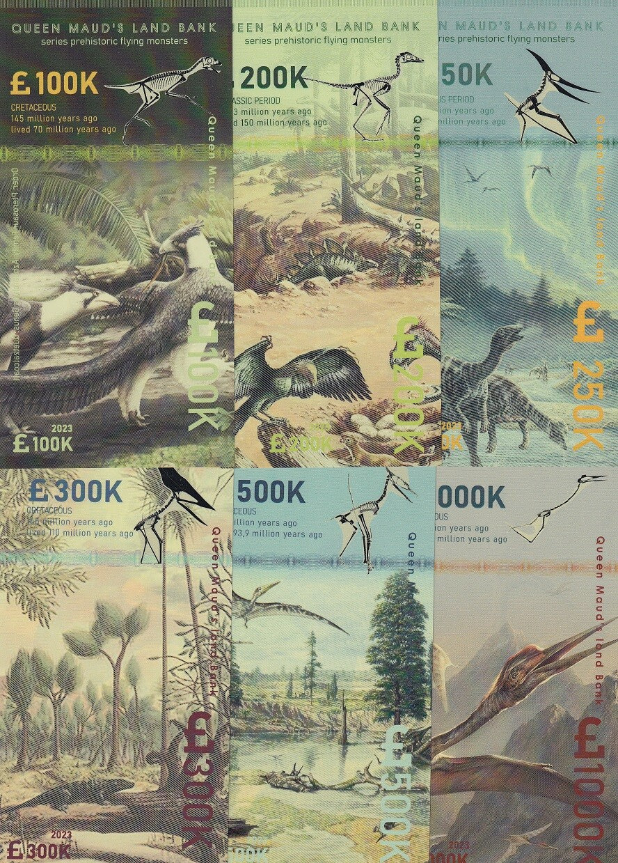 Queen Maud Land Set 6 100k-300k 500k 1000k Flying Dinosaurs Polymer Fantasy