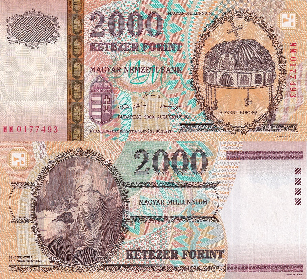 HUNGARY 2000 Forint 2000 P 186 Commemorative UNC