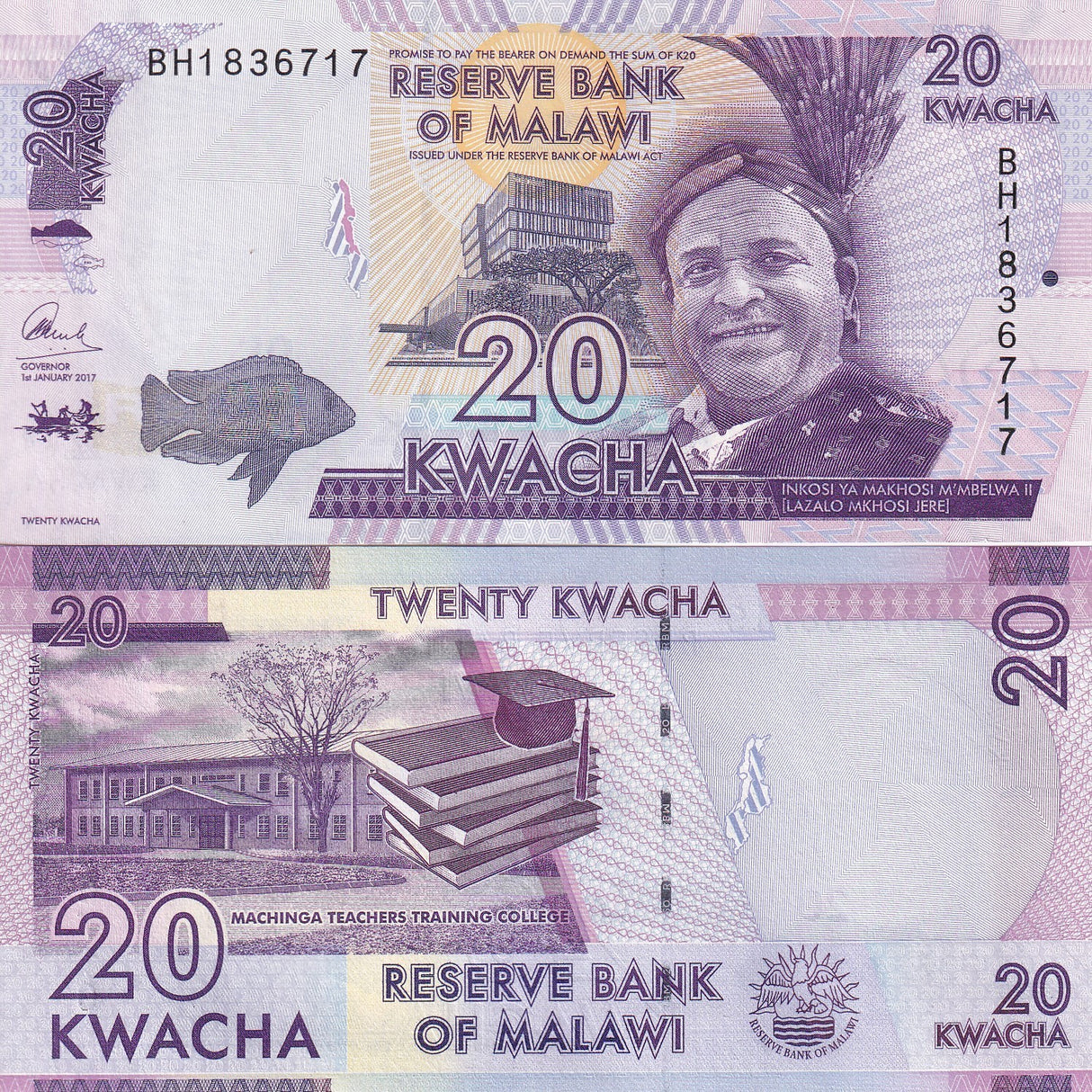 Malawi 20 Kwacha 2017 P 63 d UNC