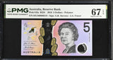 Australia 5 Dollars 2016 P 62 a Polymer Superb Gem UNC PMG 67 EPQ