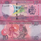 Solomon Islands 10 Dollars ND 2023 P 33 b UNC , TDLR, arms Weaver