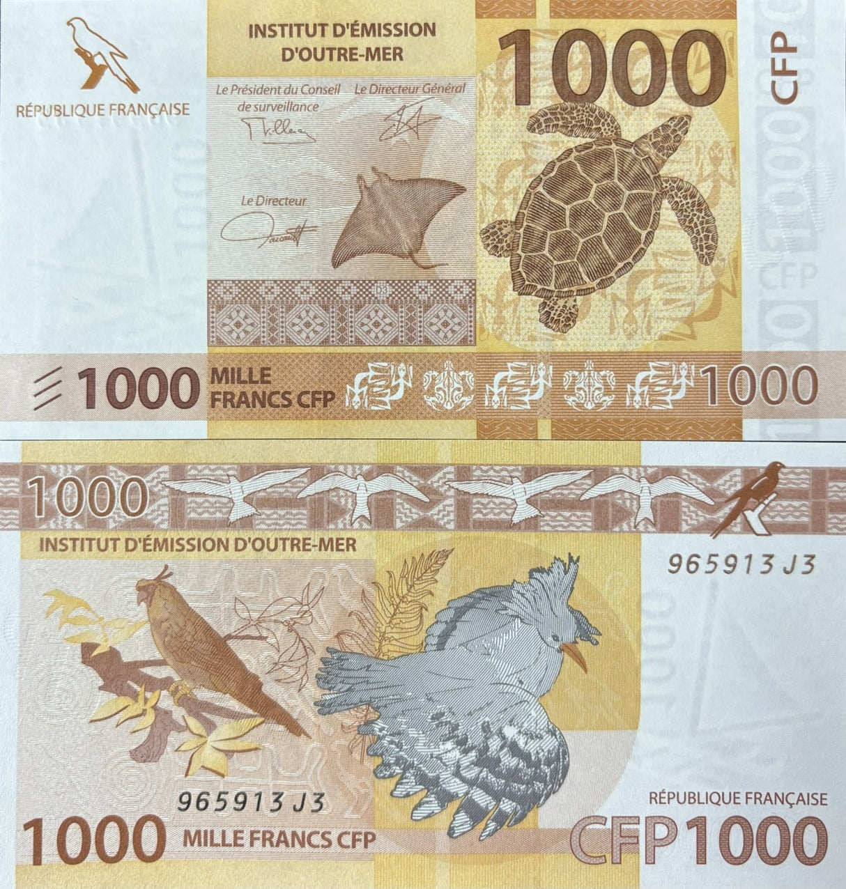 French Pacific Territories 1000 Francs ND 2019 / 2025 P 6 NEW Sign UNC