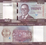 Liberia 20 Dollars 2016 P 33 a UNC