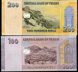 Yemen Set 2 Pcs 100 200 Rials 2018 2019 P 37 38 UNC
