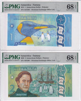Antarctica Set 2; 1 2 Antarctican Dollars 2015 2020 Superb Gem UNC PMG 68 EPQ