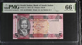 South Sudan 5 Pounds 2015 P 11 Gem UNC PMG 66 EPQ