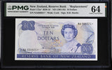 New Zealand 10 Dollars ND 1981-1992 P 172 a* Replacement Choice UNC PMG 64