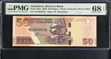 Zimbabwe 50 Dollars 2020 P 105 a Superb Gem UNC PMG 68 EPQ TOP POP
