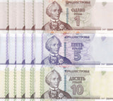 Transnistria Set 3 x Lot 5 = 15 UNC 1 5 10 Rubles 2007/2012 P 42b 43b 44b