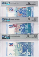 Hong Kong Set 3; 20 Dollars SCB HSBC B P 218 302 348 Superb UNC PMG 66 67 68 EPQ