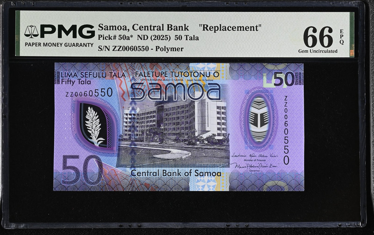 Samoa 50 Tala ND 2025 Polymer P 50 a* Replacement ZZ Gem UNC PMG 66 EPQ TOP POP