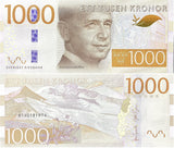Sweden 1000 Kronor ND 2015 P 74 UNC ,Mountains in Lappland ,UNO emblem