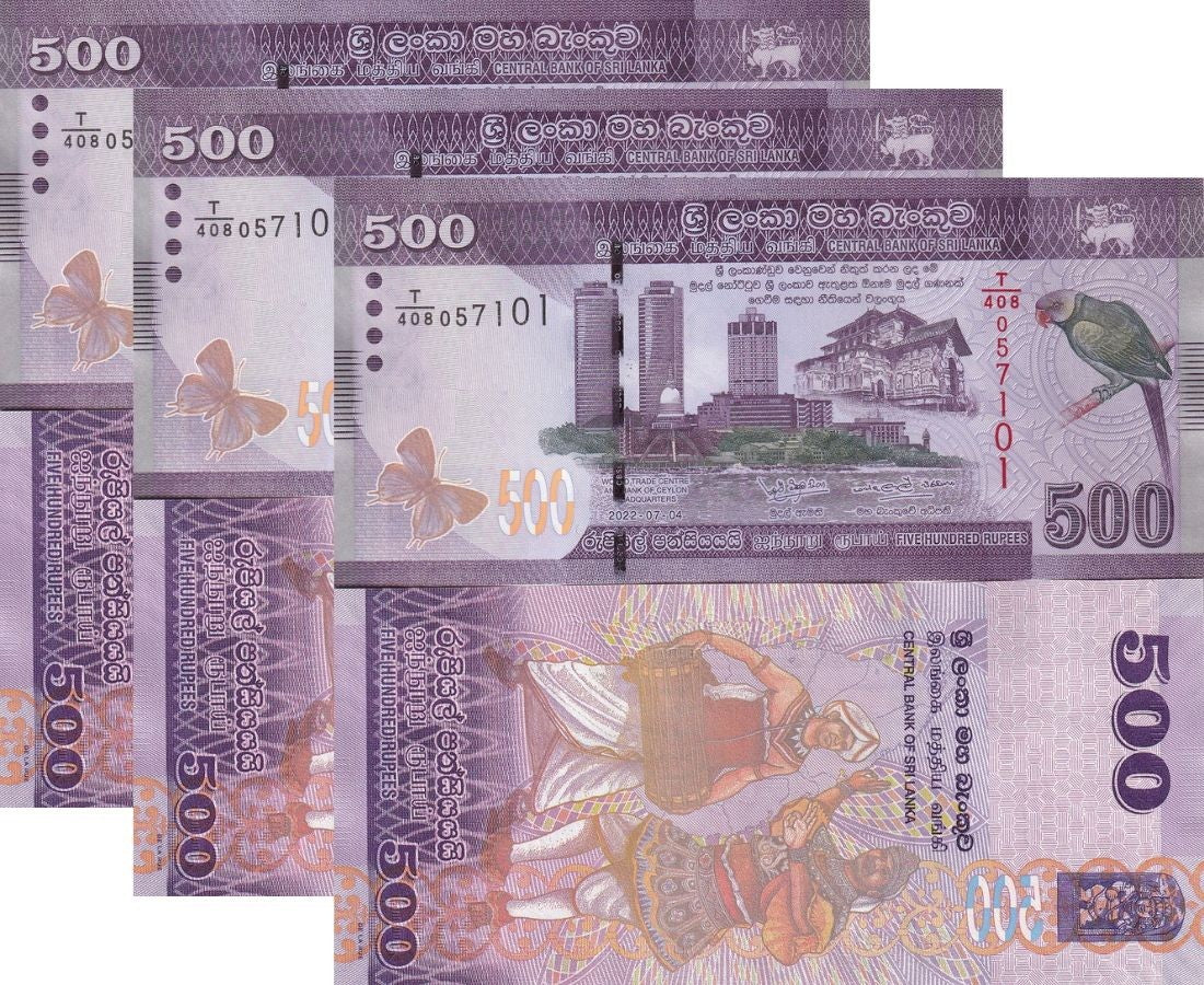 Sri Lanka 500 Rupees 2022 P 126 NEW Date & Sign UNC LOT 3 PCS