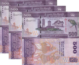 Sri Lanka 500 Rupees 2022 P 126 NEW Date & Sign UNC LOT 3 PCS