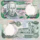 Colombia 200 Pesos Oro APRIL 1989 P 429 d UNC