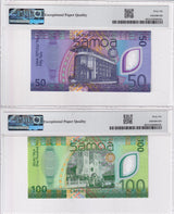 Samoa Set 2;50 100 Tala ND 2025 P New Polymer Comm. 0006565 Gem UNC PMG 66 EPQ
