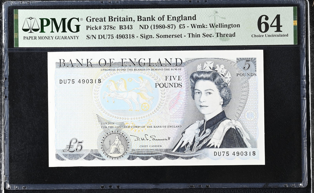 Great Britain 5 Pounds ND 1980-1987 P 378 c Choice UNC PMG 64
