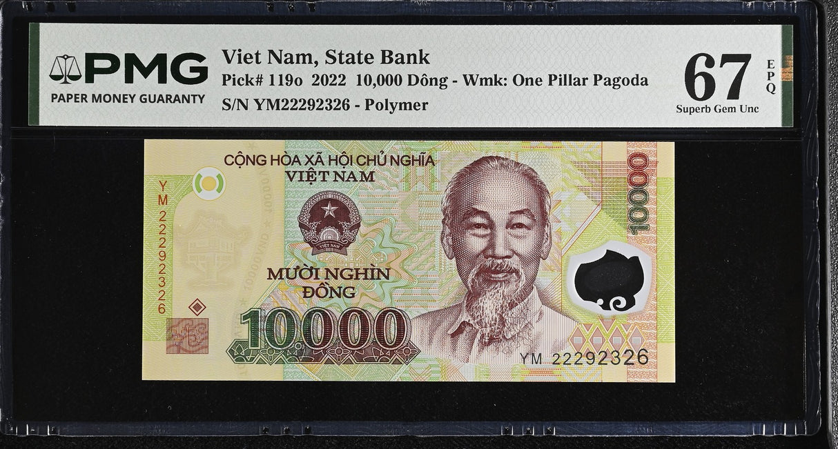 Vietnam 10000 Dong 2022 Polymer P 119 o Superb Gem UNC PMG 67 EPQ