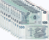 Congo 100 Francs 2022 P 98B New Sign UNC LOT 10 PCS